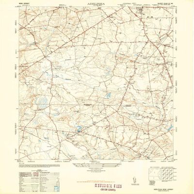 YellowMaps Adelphia NJ topo map, 1:24000 Scale, 7.5 X 7.5 Minute, Historical, 1947, 28.9 x 22 in - Tyvek