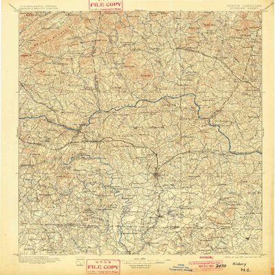 YellowMaps Hickory NC topo map, 1:125000 Scale, 30 X 30 Minute, Historical, 1895, Updated 1901, 19.8 x 16.1 in - Polypropylene
