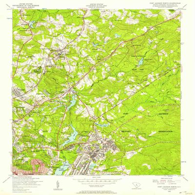 YellowMaps Fort Jackson North SC topo map, 1:24000 Scale, 7.5 X 7.5 Minute, Historical, 1953, Updated 1957, 26.8 x 22 in - Tyvek