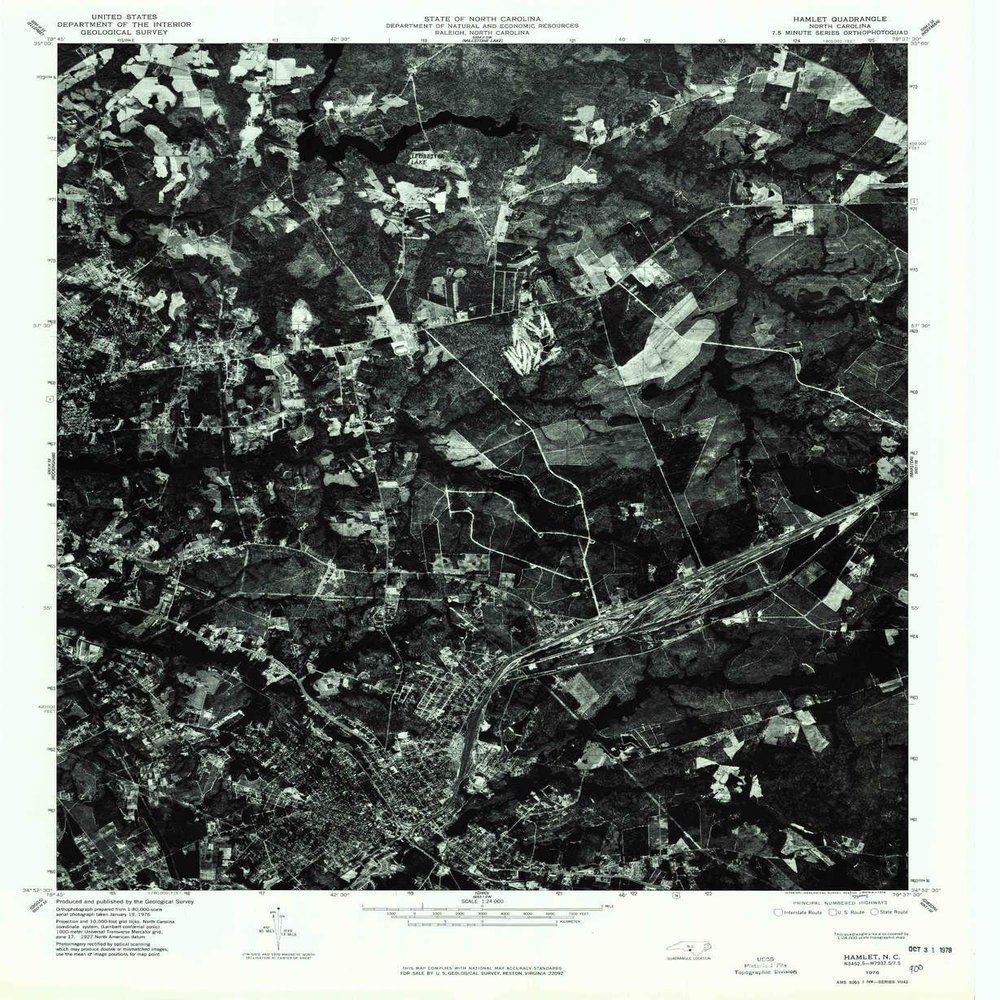 YellowMaps Hamlet NC topo map, 1:24000 Scale, 7.5 X 7.5 Minute, Historical, 1976, Updated 1978, 26.8 x 22 in - Polypropylene