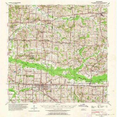YellowMaps Collierville TN topo map, 1:62500 Scale, 15 X 15 Minute, Historical, 1943, Updated 1964, 21 x 17 in - Polypropylene