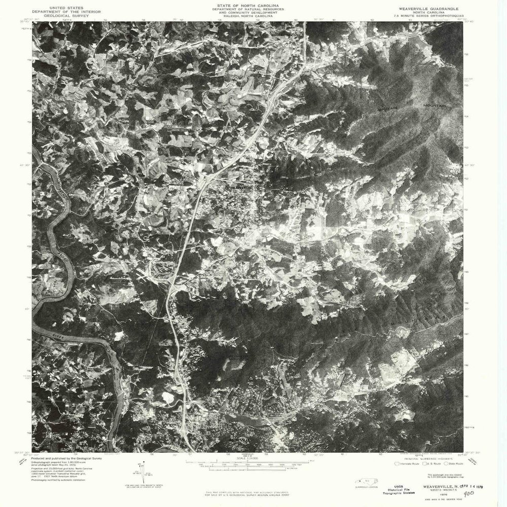 YellowMaps Weaverville NC topo map, 1:24000 Scale, 7.5 X 7.5 Minute, Historical, 1976, Updated 1979, 26.7 x 21.7 in - Tyvek