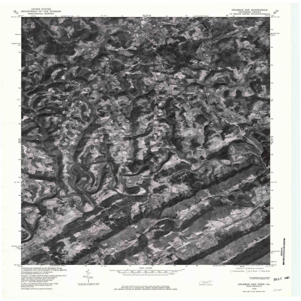 YellowMaps Colemen Gap TN topo map, 1:24000 Scale, 7.5 X 7.5 Minute, Historical, 1976, Updated 1981, 27.4 x 22 in - Polypropylene