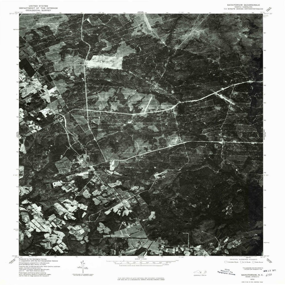 YellowMaps Sanatorium NC topo map, 1:24000 Scale, 7.5 X 7.5 Minute, Historical, 1976, Updated 1978, 26.7 x 21.8 in - Polypropylene