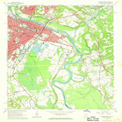 YellowMaps Augusta East GA topo map, 1:24000 Scale, 7.5 X 7.5 Minute, Historical, 1965, Updated 1968, 26.8 x 22 in - Polypropylene