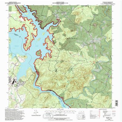 YellowMaps Badin NC topo map, 1:24000 Scale, 7.5 X 7.5 Minute, Historical, 1994, Updated 1996, 26.9 x 22 in - Tyvek