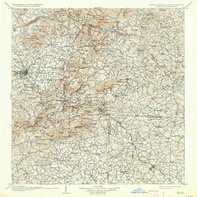YellowMaps Saluda NC topo map, 1:125000 Scale, 30 X 30 Minute, Historical, 1907, Updated 1934, 19.6 x 16.4 in - Polypropylene
