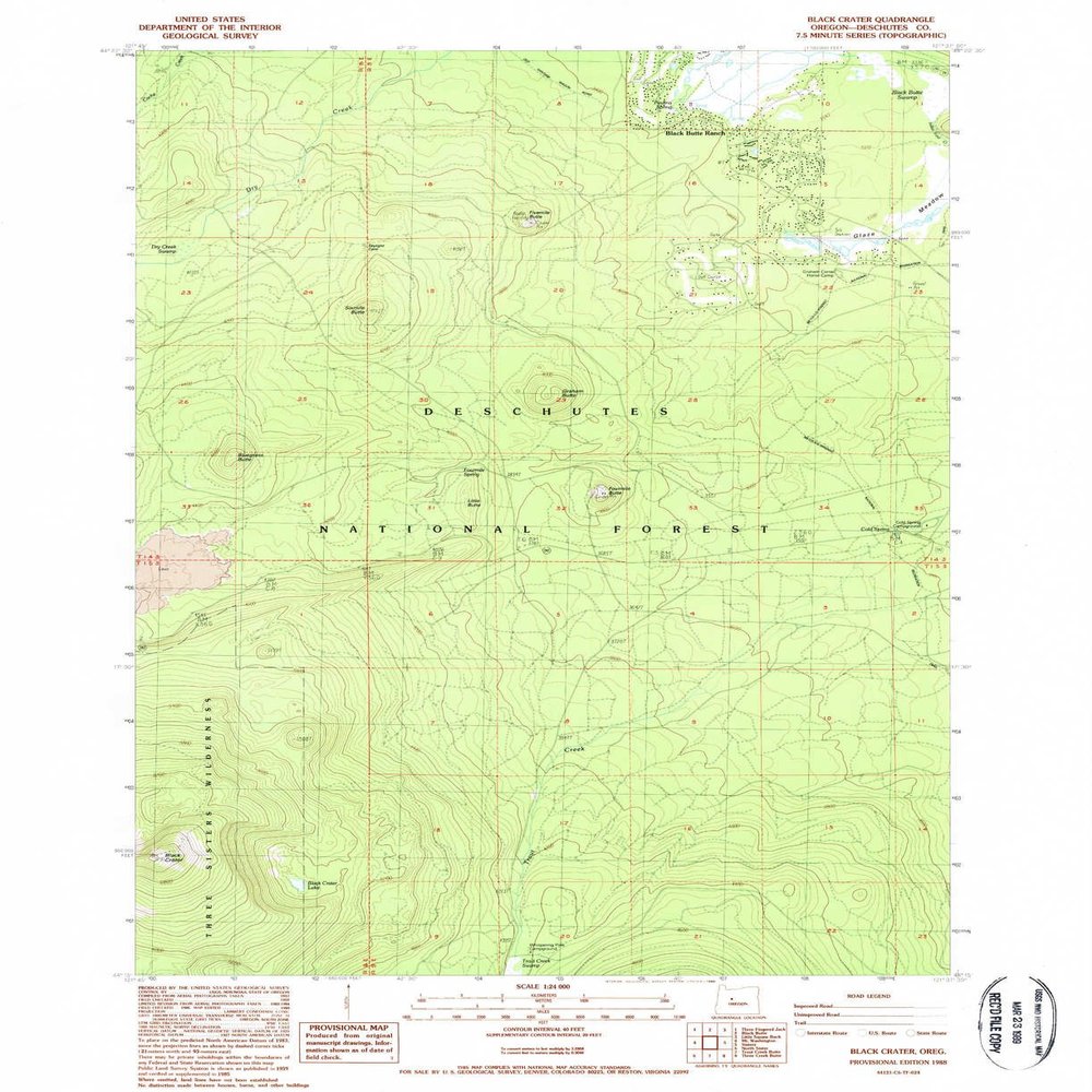 YellowMaps Black Crater OR topo map, 1:24000 Scale, 7.5 X 7.5 Minute, Historical, 1988, Updated 1988, 26.9 x 21.9 in - Polypropylene