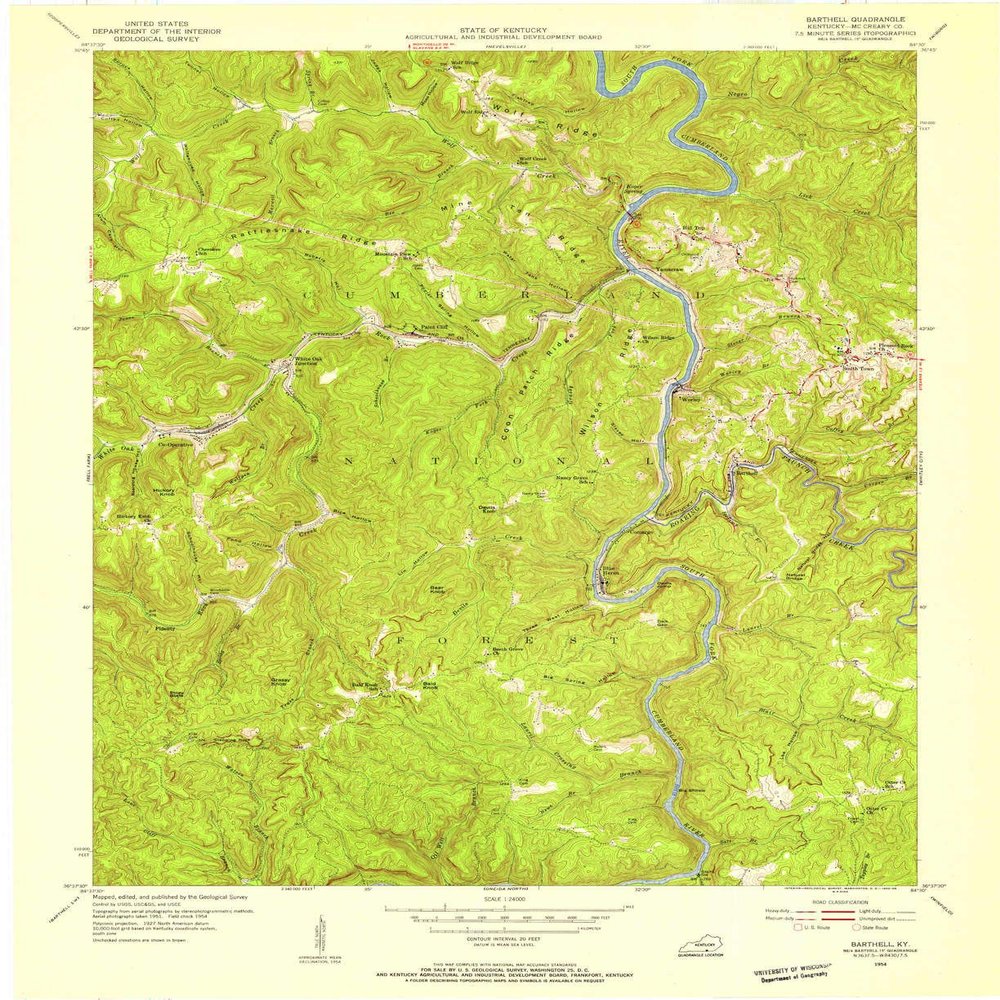 YellowMaps Barthell KY topo map, 1:24000 Scale, 7.5 X 7.5 Minute, Historical, 1954, Updated 1955, 27.5 x 22.5 in - Tyvek