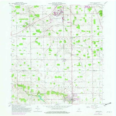 YellowMaps Ossian in topo map, 1:24000 Scale, 7.5 X 7.5 Minute, Historical, 1962, Updated 1982, 26.9 x 22.1 in - Polypropylene