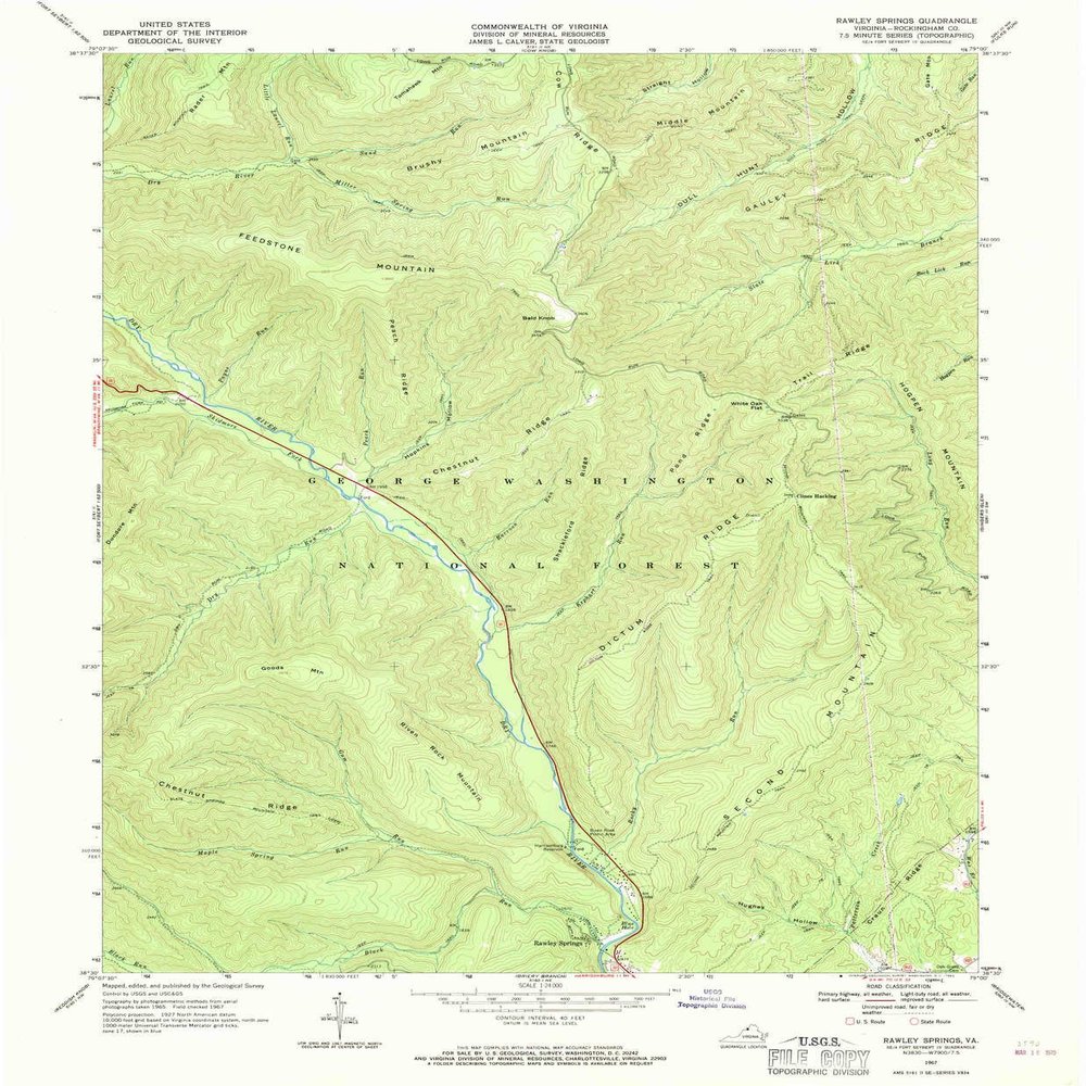 YellowMaps Rawley Springs VA topo map, 1:24000 Scale, 7.5 X 7.5 Minute, Historical, 1967, Updated 1969, 26.8 x 22.1 in - Tyvek