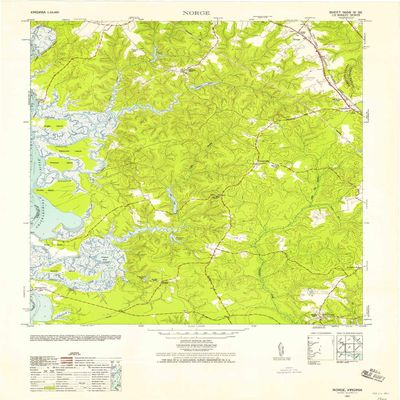 YellowMaps Norge VA topo map, 1:24000 Scale, 7.5 X 7.5 Minute, Historical, 1952, Updated 1958, 29.9 x 21.8 in - Polypropylene