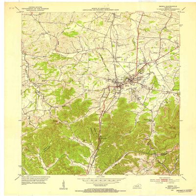 YellowMaps Berea KY topo map, 1:24000 Scale, 7.5 X 7.5 Minute, Historical, 1952, Updated 1953, 27.4 x 22.5 in - Tyvek