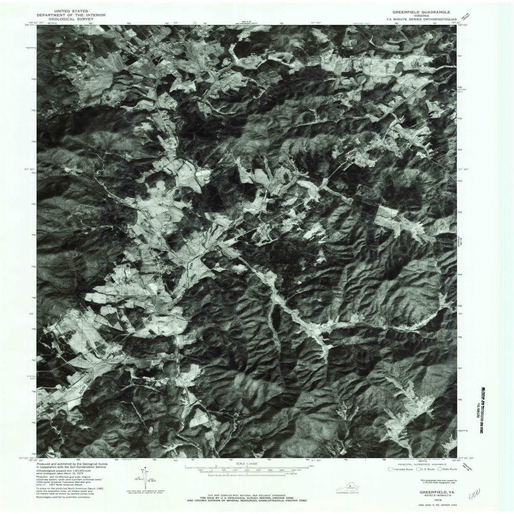 YellowMaps Greenfield VA topo map, 1:24000 Scale, 7.5 X 7.5 Minute, Historical, 1979, Updated 1982, 26.8 x 21.9 in - Tyvek