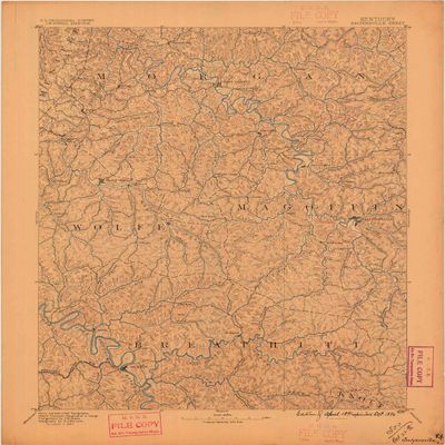 YellowMaps Salyersville KY topo map, 1:125000 Scale, 30 X 30 Minute, Historical, 1891, Updated 1896, 20.3 x 16.8 in - Tyvek