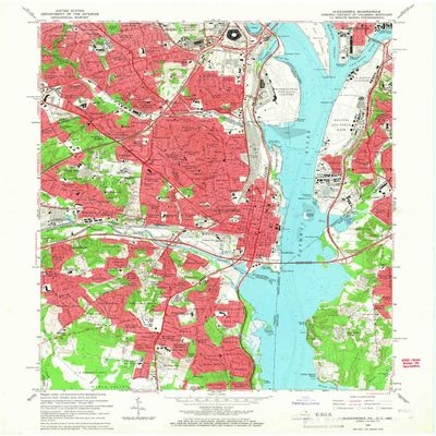 YellowMaps Alexandria VA topo map, 1:24000 Scale, 7.5 X 7.5 Minute, Historical, 1965, Updated 1966, 27 x 22.1 in - Polypropylene