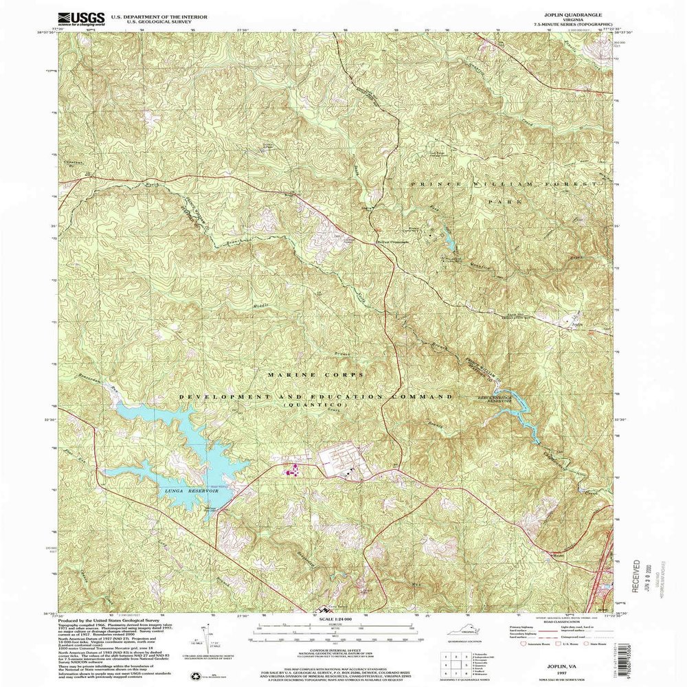 YellowMaps Joplin VA topo map, 1:24000 Scale, 7.5 X 7.5 Minute, Historical, 1997, Updated 2000, 26.8 x 22 in - Tyvek
