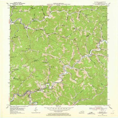 YellowMaps Blackey KY topo map, 1:24000 Scale, 7.5 X 7.5 Minute, Historical, 1954, Updated 1973, 27 x 22 in - Polypropylene
