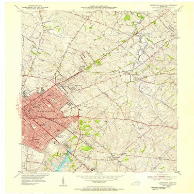YellowMaps Lexington East KY topo map, 1:24000 Scale, 7.5 X 7.5 Minute, Historical, 1954, Updated 1955, 27.4 x 22.5 in - Polypropylene