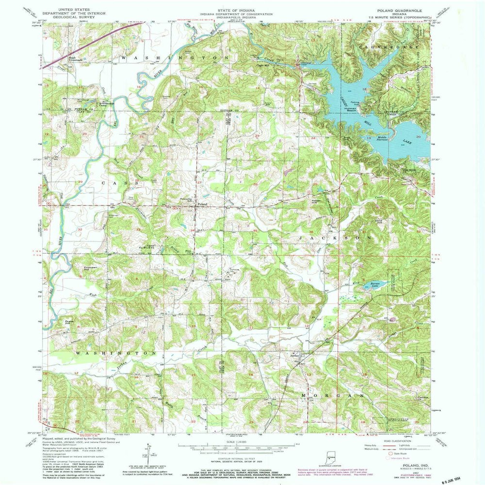 YellowMaps Poland in topo map, 1:24000 Scale, 7.5 X 7.5 Minute, Historical, 1957, Updated 1980, 26.9 x 22.1 in - Polypropylene