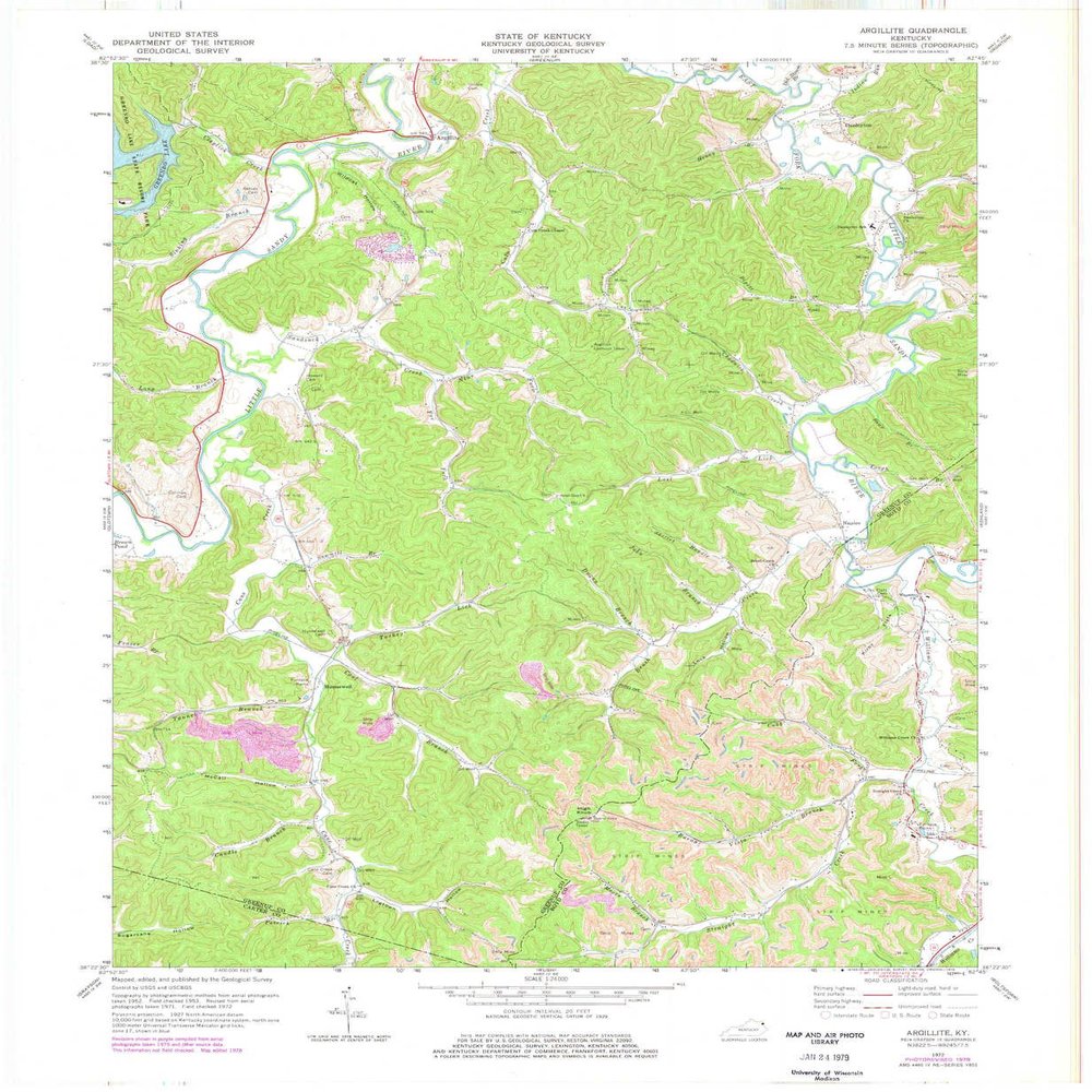 YellowMaps Argillite KY topo map, 1:24000 Scale, 7.5 X 7.5 Minute, Historical, 1972, Updated 1978, 27.4 x 22.5 in - Polypropylene