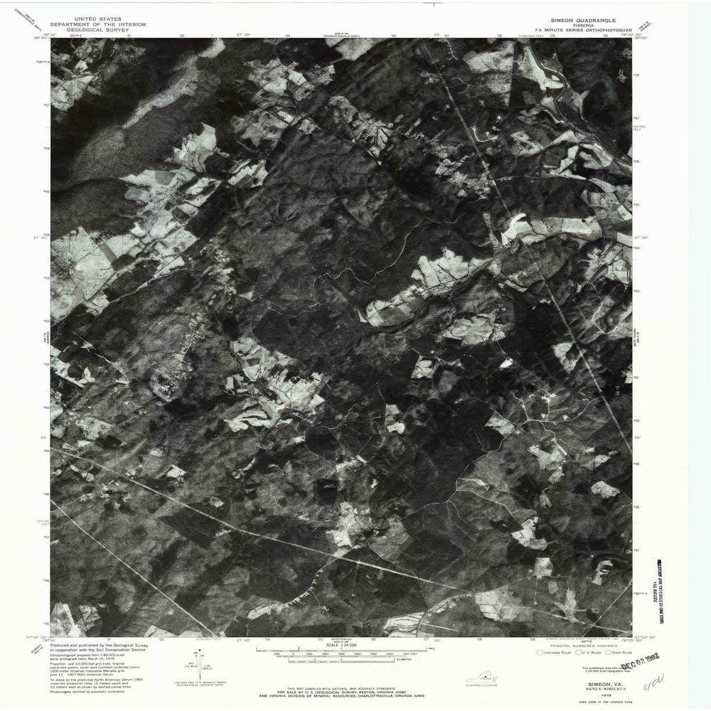 YellowMaps Simeon VA topo map, 1:24000 Scale, 7.5 X 7.5 Minute, Historical, 1979, Updated 1982, 26.8 x 21.9 in - Polypropylene