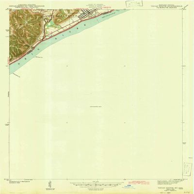 YellowMaps Vevay South in topo map, 1:24000 Scale, 7.5 X 7.5 Minute, Historical, 1943, 26 x 20 in - Polypropylene