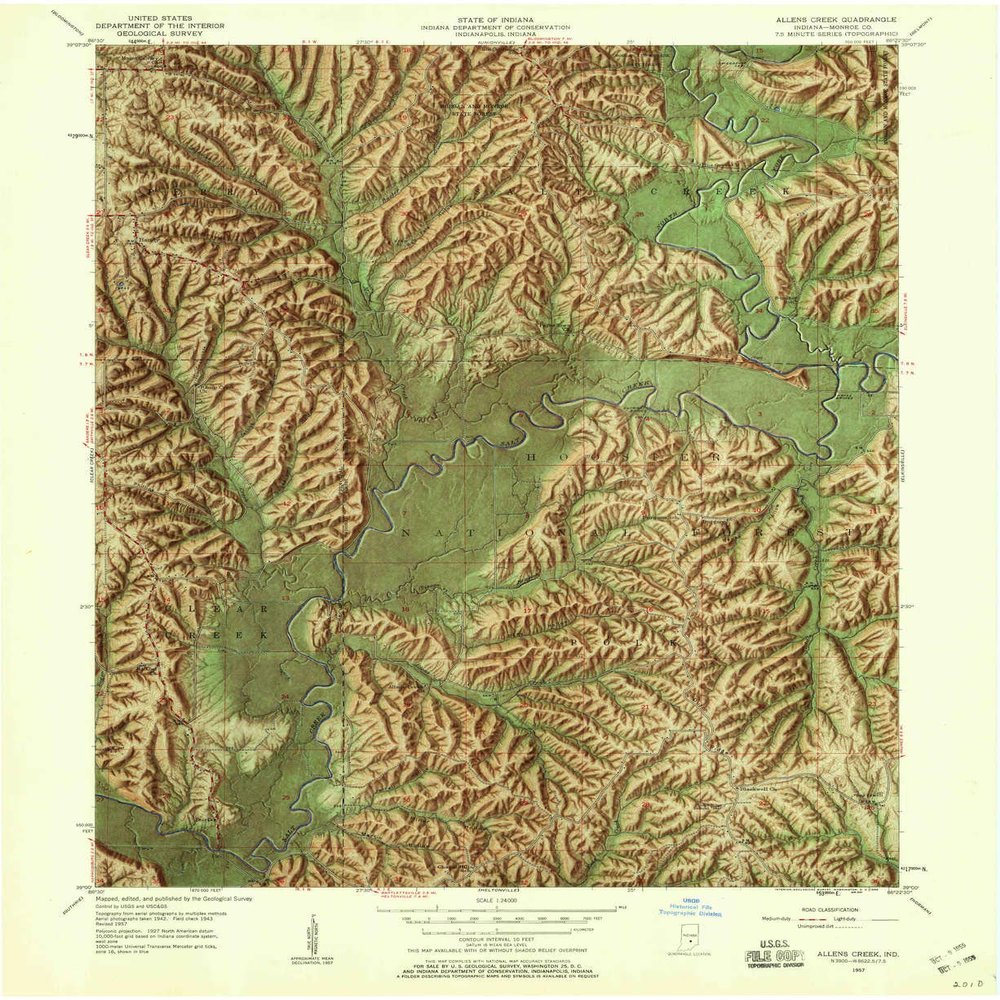 YellowMaps Allens Creek in topo map, 1:24000 Scale, 7.5 X 7.5 Minute, Historical, 1957, Updated 1959, 27 x 22.1 in - Tyvek