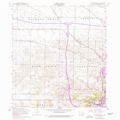 YellowMaps Davenport West IA topo map, 1:24000 Scale, 7.5 X 7.5 Minute, Historical, 1953, Updated 1977, 27 x 22.1 in - Polypropylene