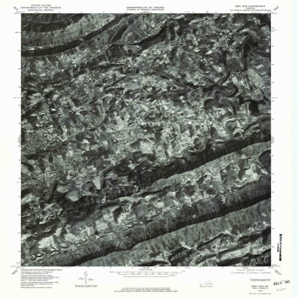 YellowMaps Ben Hur VA topo map, 1:24000 Scale, 7.5 X 7.5 Minute, Historical, 1976, Updated 1981, 26.8 x 22 in - Polypropylene
