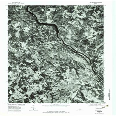 YellowMaps Lynchburg VA topo map, 1:24000 Scale, 7.5 X 7.5 Minute, Historical, 1977, Updated 1983, 26.8 x 21.9 in - Polypropylene