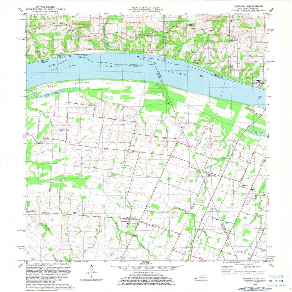 YellowMaps Bandana KY topo map, 1:24000 Scale, 7.5 X 7.5 Minute, Historical, 1982, Updated 1983, 27.4 x 22.6 in - Polypropylene