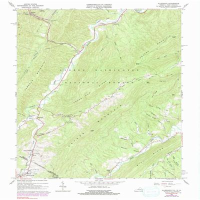 YellowMaps Allegany VA topo map, 1:24000 Scale, 7.5 X 7.5 Minute, Historical, 1966, Updated 1991, 27 x 22 in - Tyvek