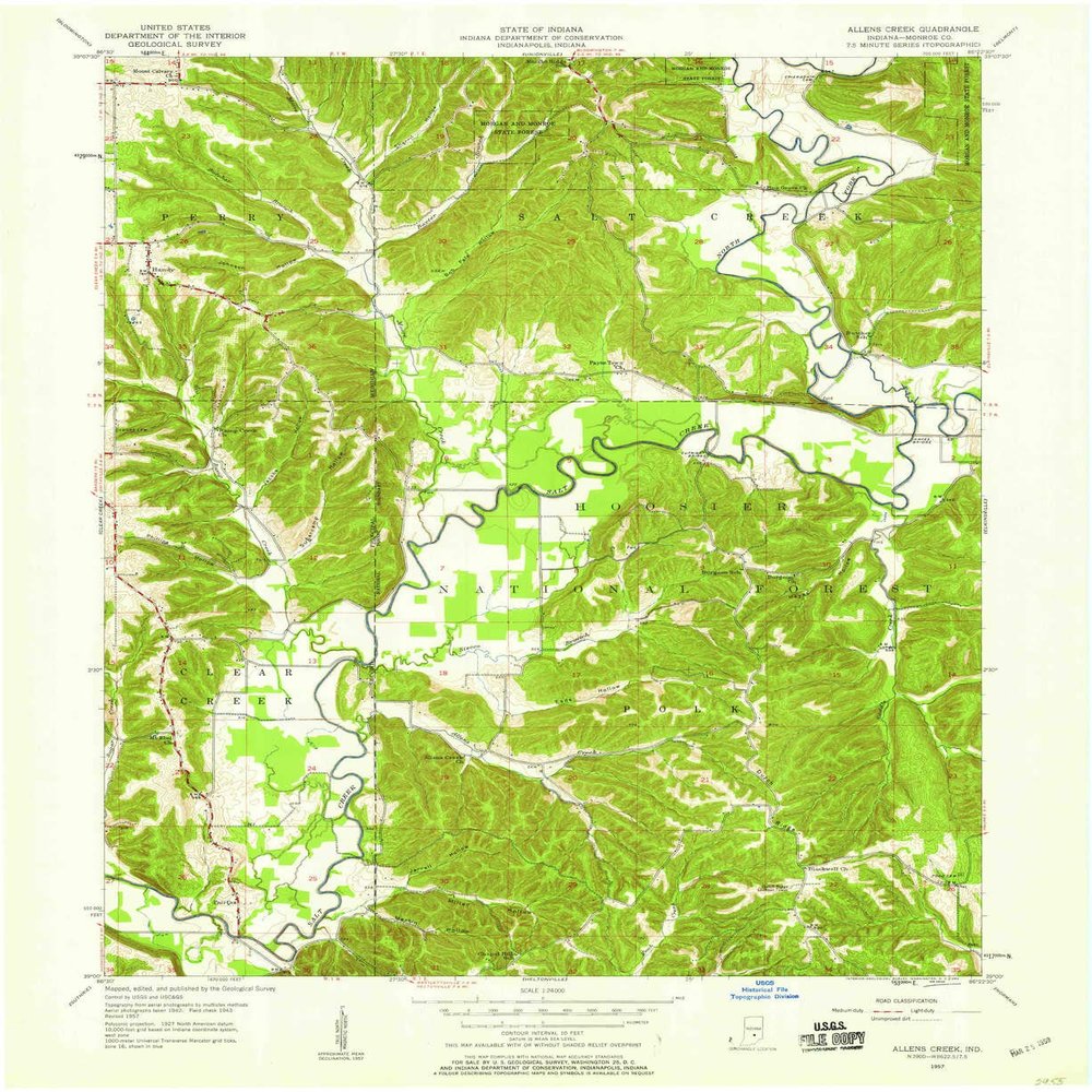 YellowMaps Allens Creek in topo map, 1:24000 Scale, 7.5 X 7.5 Minute, Historical, 1957, Updated 1959, 27 x 22 in - Polypropylene