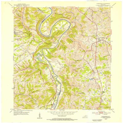 YellowMaps Alexandria KY topo map, 1:24000 Scale, 7.5 X 7.5 Minute, Historical, 1953, Updated 1955, 27.5 x 22.5 in - Polypropylene