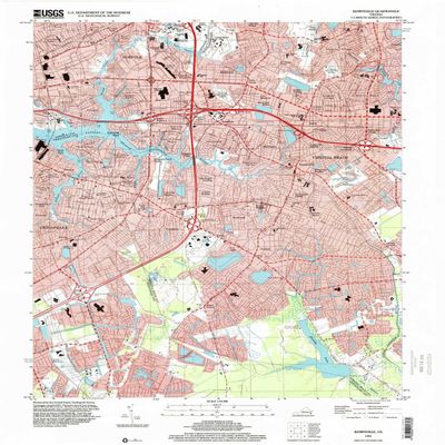 YellowMaps Kempsville VA topo map, 1:24000 Scale, 7.5 X 7.5 Minute, Historical, 1994, Updated 2000, 26.9 x 22.1 in - Polypropylene
