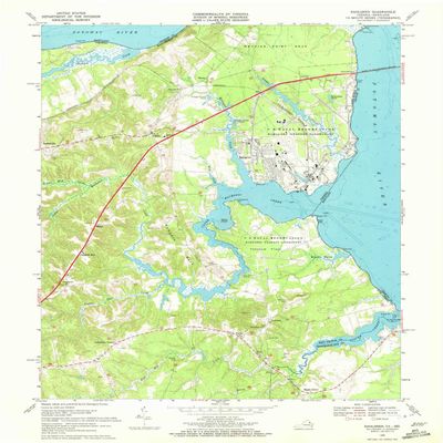 YellowMaps Dahlgren VA topo map, 1:24000 Scale, 7.5 X 7.5 Minute, Historical, 1968, Updated 1972, 26.9 x 22.1 in - Polypropylene
