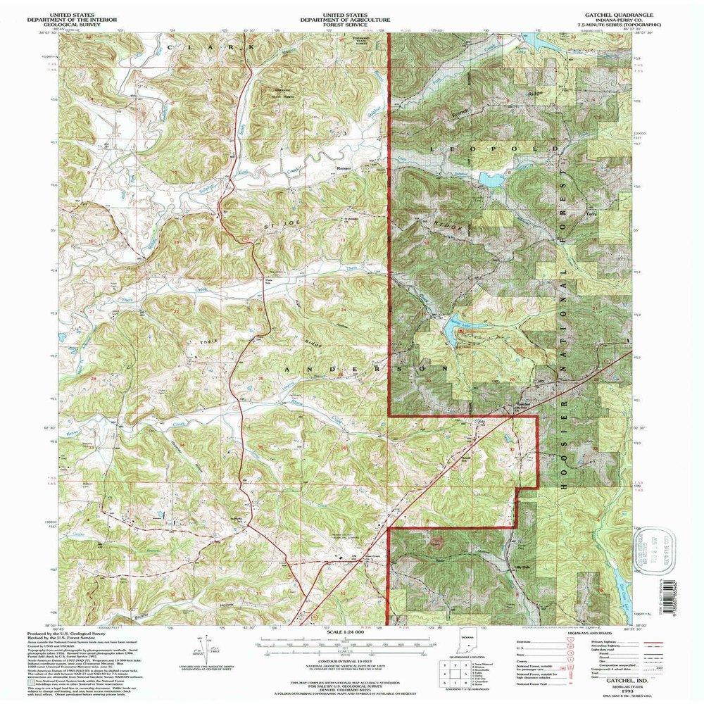 YellowMaps Gatchel in topo map, 1:24000 Scale, 7.5 X 7.5 Minute, Historical, 1993, Updated 1996, 27 x 22.1 in - Polypropylene