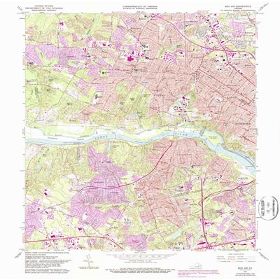 YellowMaps Bon Air VA topo map, 1:24000 Scale, 7.5 X 7.5 Minute, Historical, 1964, Updated 1987, 27 x 22 in - Tyvek