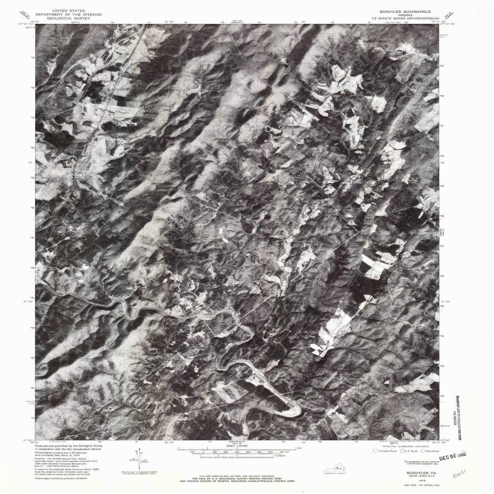 YellowMaps Schuyler VA topo map, 1:24000 Scale, 7.5 X 7.5 Minute, Historical, 1979, Updated 1982, 26.8 x 21.9 in - Polypropylene