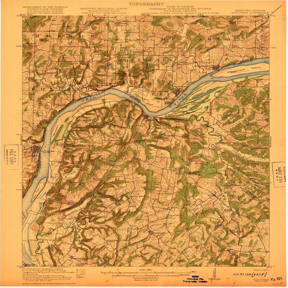 Golconda IL topo map, 1:62500 Scale, 15 X 15 Minute, Historical, 1921, 20 x 16.2 in - Polypropylene