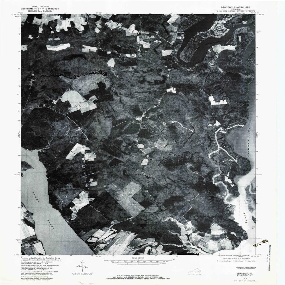 YellowMaps Brandon VA topo map, 1:24000 Scale, 7.5 X 7.5 Minute, Historical, 1978, Updated 1983, 26.7 x 21.9 in - Polypropylene