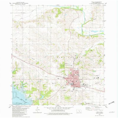 Pella IA topo map, 1:24000 Scale, 7.5 X 7.5 Minute, Historical, 1980, Updated 1980, 26.8 x 22 in - Polypropylene