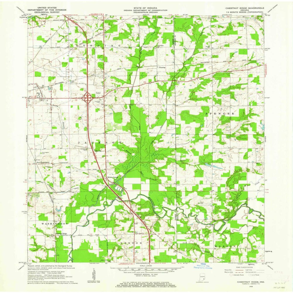 YellowMaps Chestnut Ridge in topo map, 1:24000 Scale, 7.5 X 7.5 Minute, Historical, 1959, Updated 1962, 27 x 22 in - Tyvek