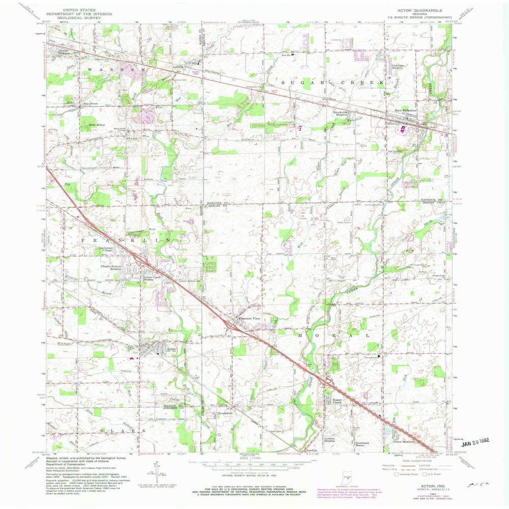 YellowMaps Acton in topo map, 1:24000 Scale, 7.5 X 7.5 Minute, Historical, 1962, Updated 1982, 27 x 22 in - Polypropylene