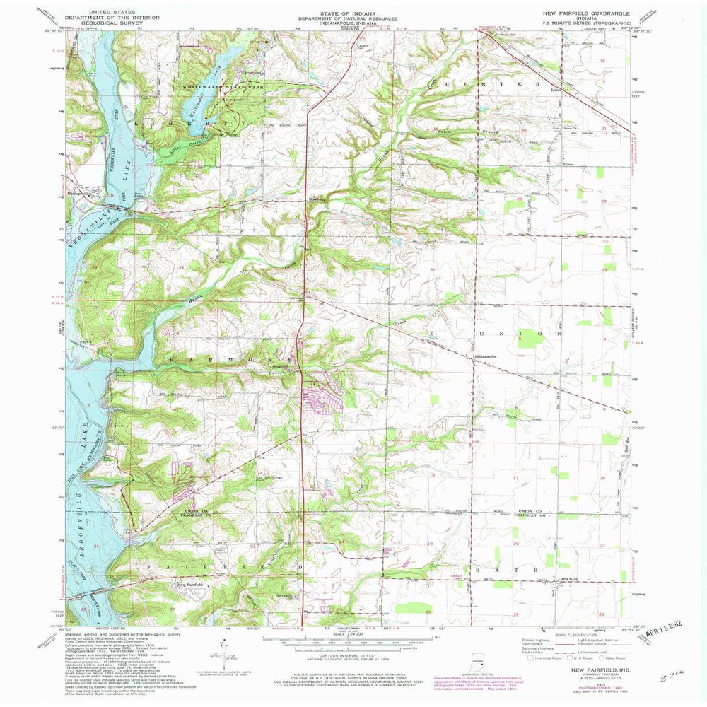 YellowMaps New Fairfield in topo map, 1:24000 Scale, 7.5 X 7.5 Minute, Historical, 1974, Updated 1982, 27 x 22 in - Tyvek