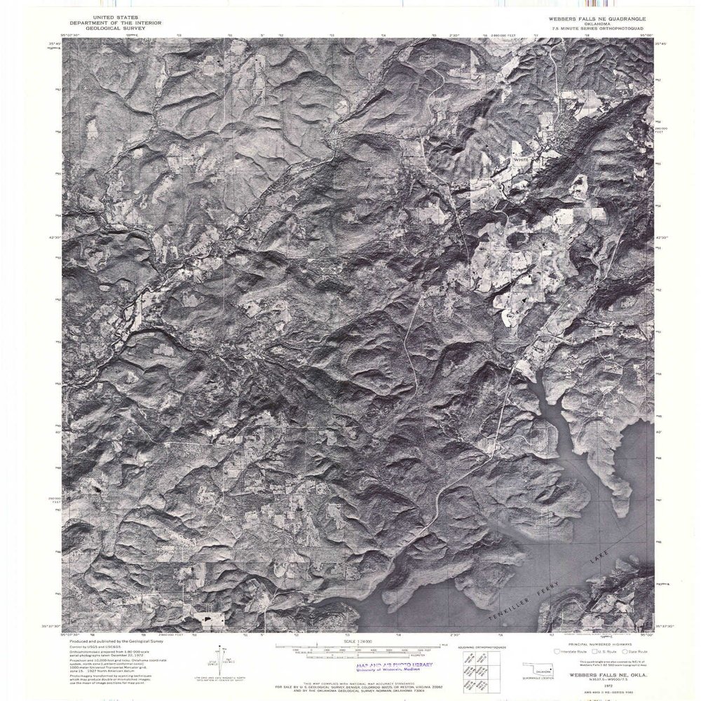 YellowMaps Webbers Falls NE OK topo map, 1:24000 Scale, 7.5 X 7.5 Minute, Historical, 1972, Updated 1974, 27.3 x 22.5 in - Polypropylene