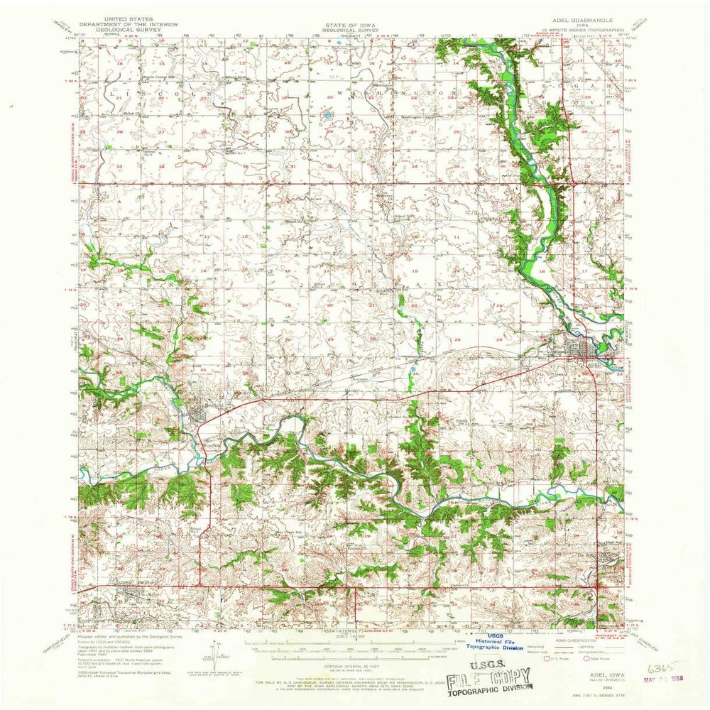 YellowMaps Adel IA topo map, 1:62500 Scale, 15 X 15 Minute, Historical, 1949, Updated 1968, 21 x 17.1 in - Tyvek