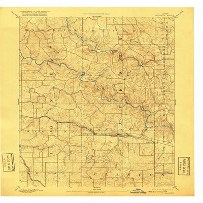 YellowMaps Baldwin IA topo map, 1:62500 Scale, 15 X 15 Minute, Historical, 1891, Updated 1917, 20.9 x 17 in - Polypropylene