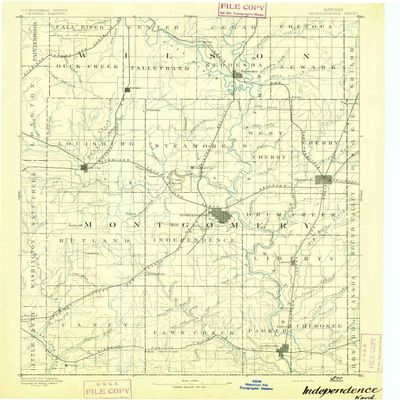 YellowMaps Independence KS topo map, 1:125000 Scale, 30 X 30 Minute, Historical, 1894, 19.4 x 16.5 in - Tyvek